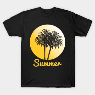 summer with the sun and coconut trees T-Shirt